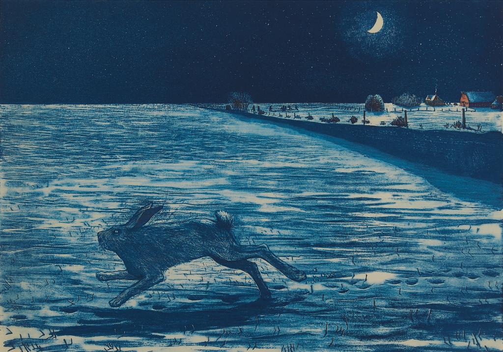 William Kurelek (1927-1977) - A Prairie Winter's Night