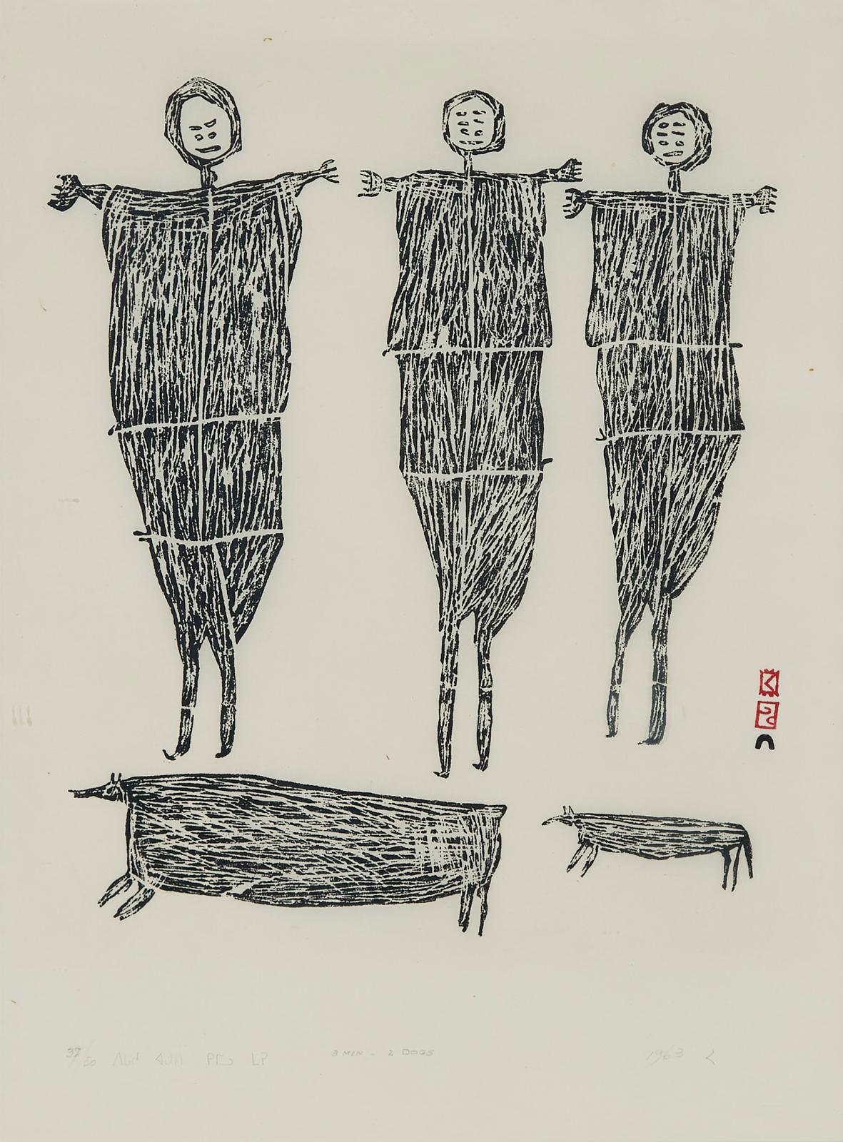 Parr (1893-1969) - Three Men And Two Dogs