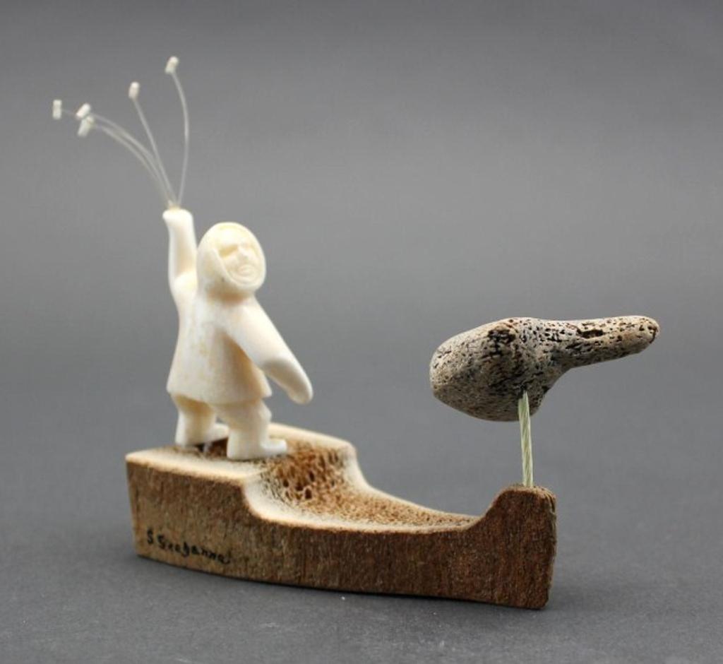 Stanley Seeganna - Probably 1980s, whale bone, ivory and metal,