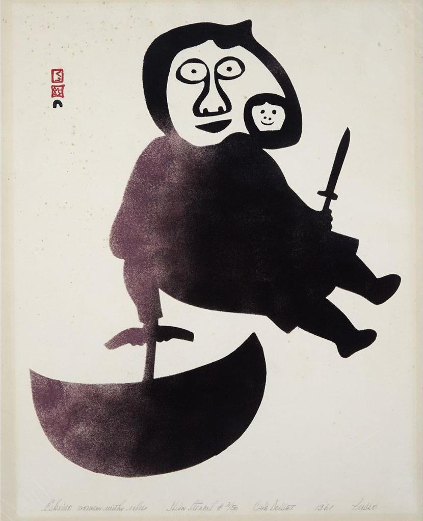 Pudlo Pudlat (1916-1992) - Eskimo Woman With Ulu
