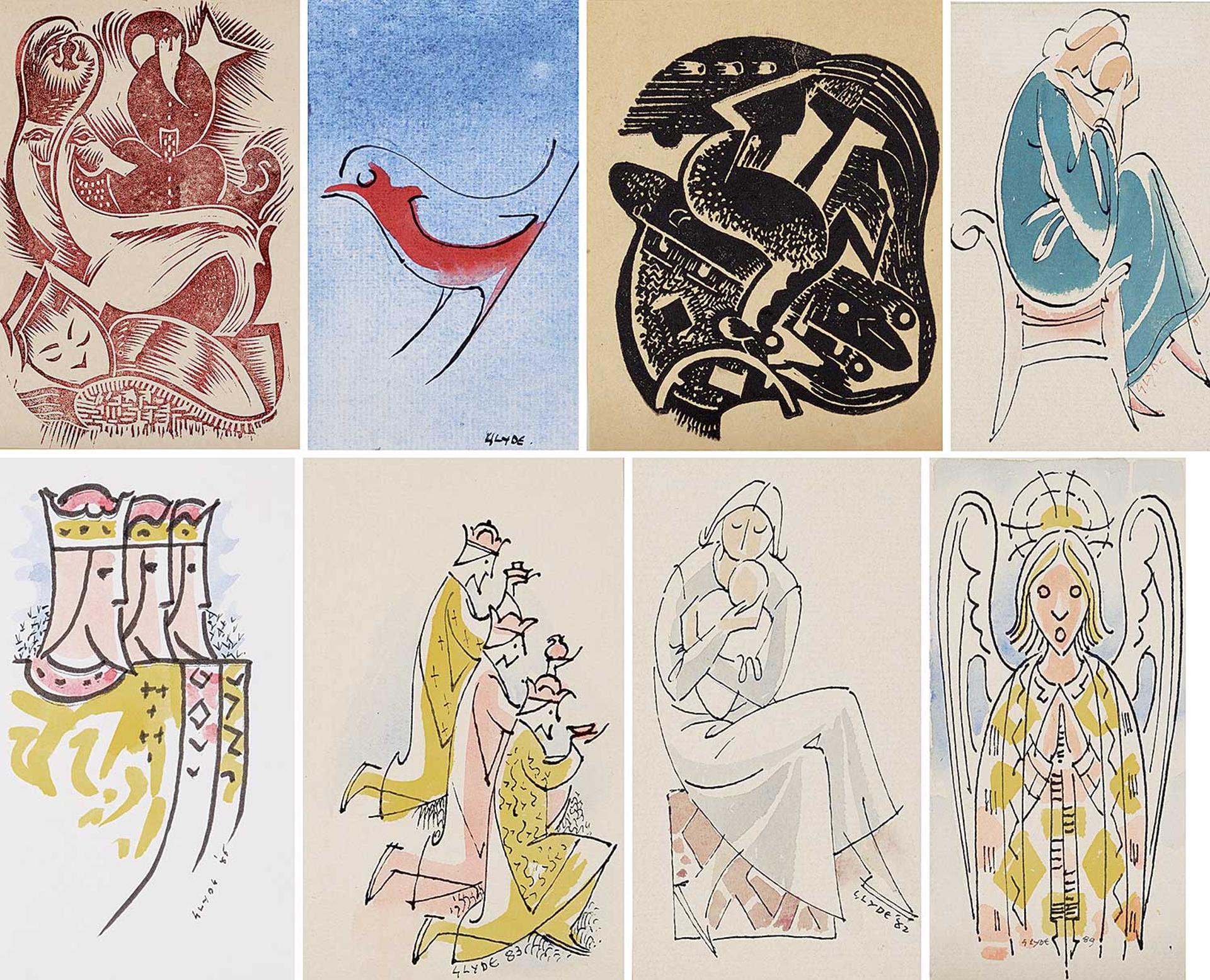 Henry George Glyde (1906-1998) - LOT OF EIGHT CHRISTMAS CARDS from the 1980s