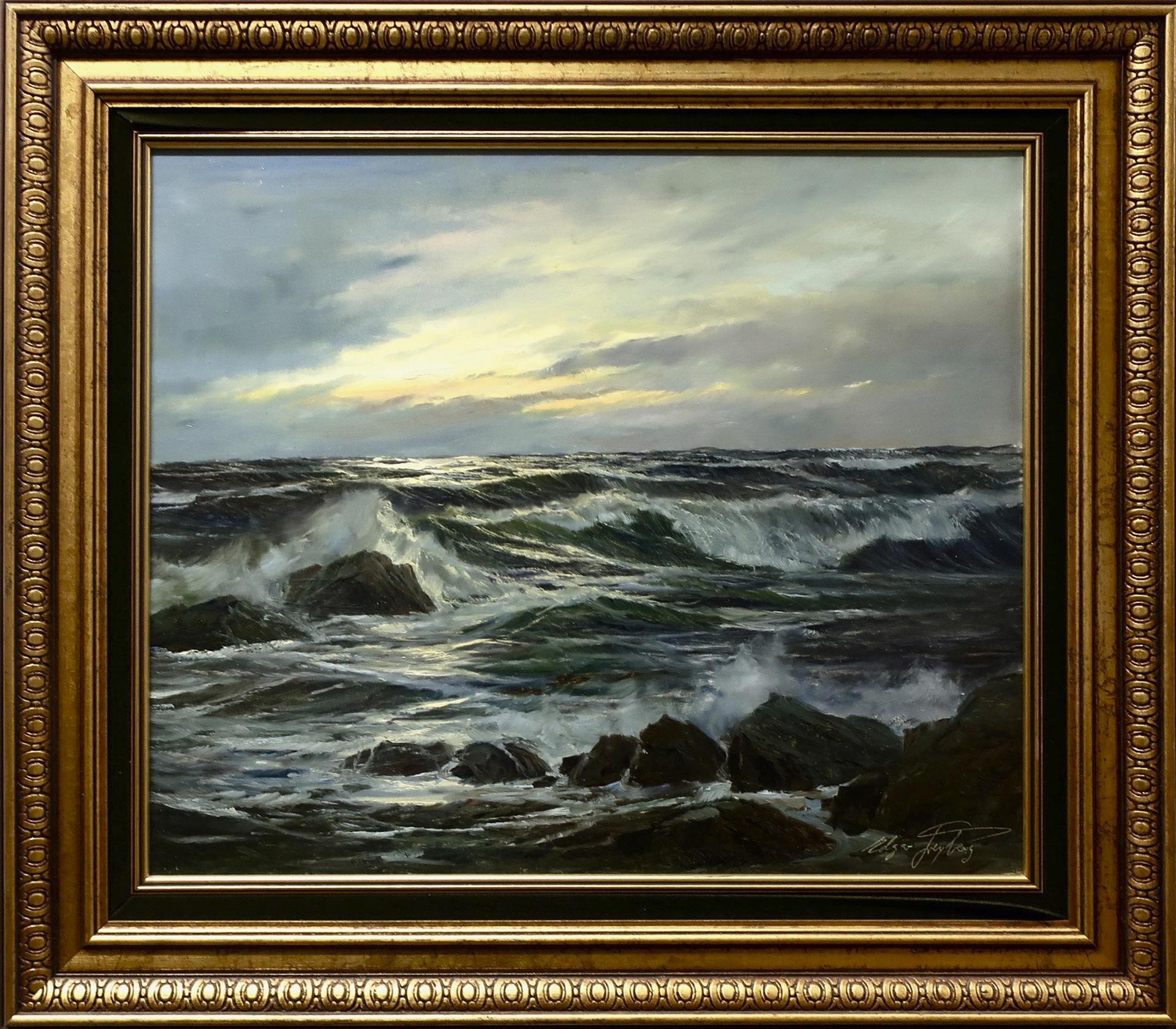 Edgar Freyberg (1927) - Seascape At Sunset