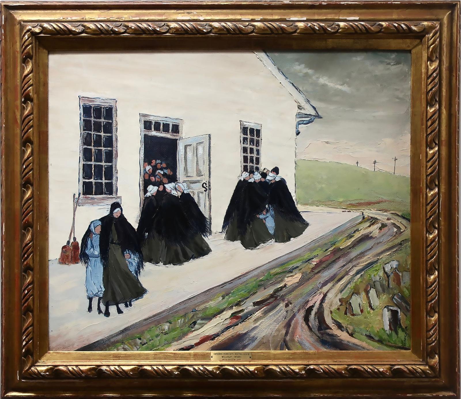 Hilda Marquette Ruston (1904-1984) - Entering Mennonite Meeting House, Wellesley, Ontario - 1955