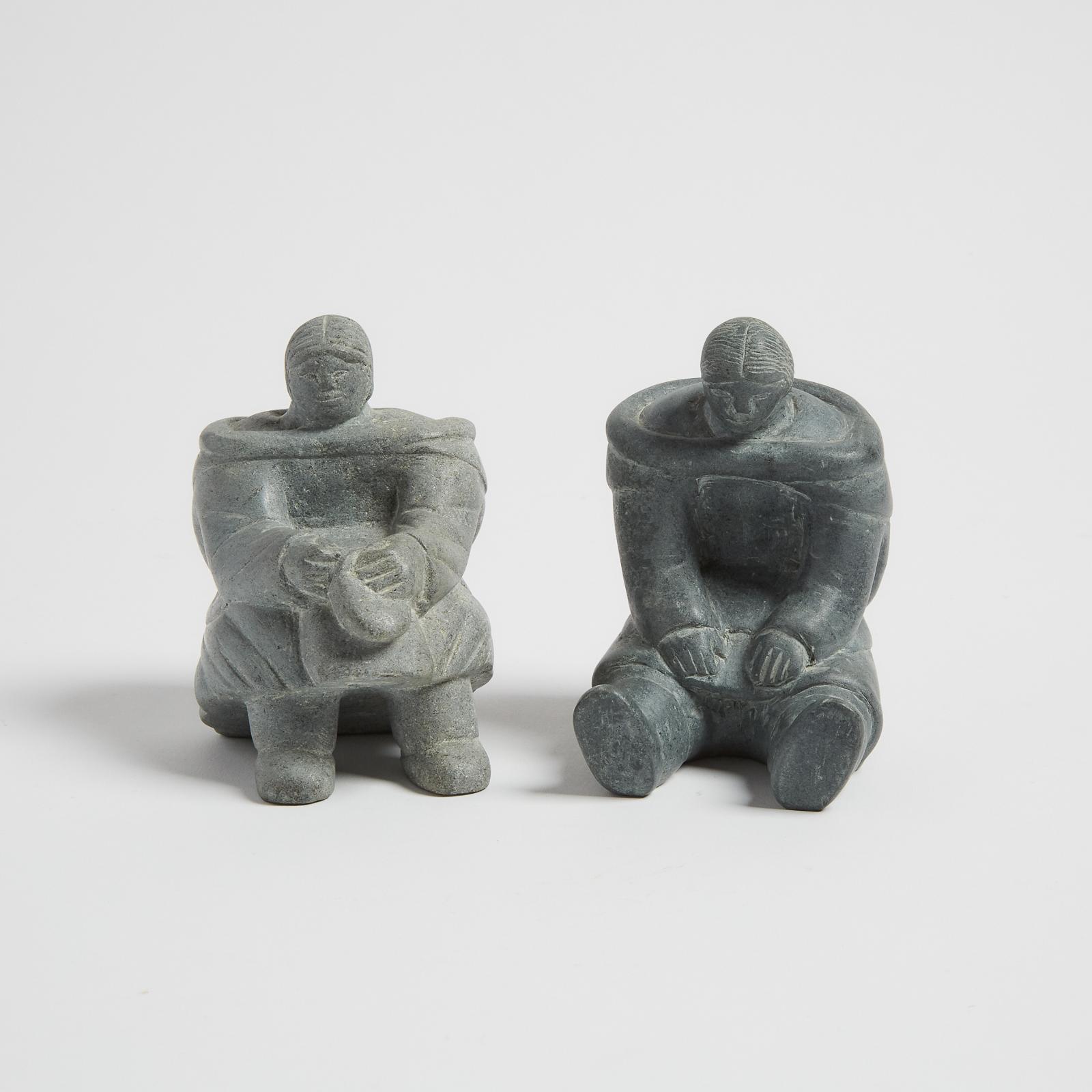 Evie Tullaugaq Qamugaaluk Koperquacuk (1925) - Two Works; Woman Mending A Garment, Seated Woman