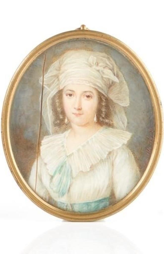 Camille Isbert (1825-1911) - Portrait of a young woman in Louis XVI dress