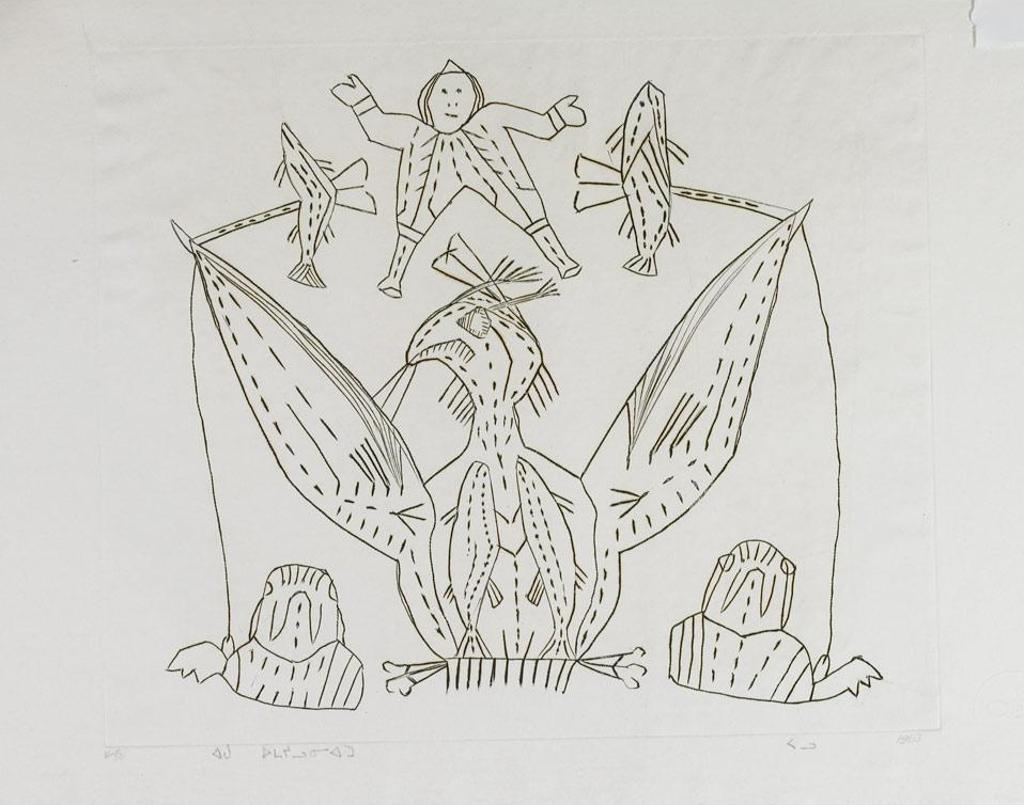 Pitseolak Ashoona (1904-1983) - Man Chasing Strange Beast