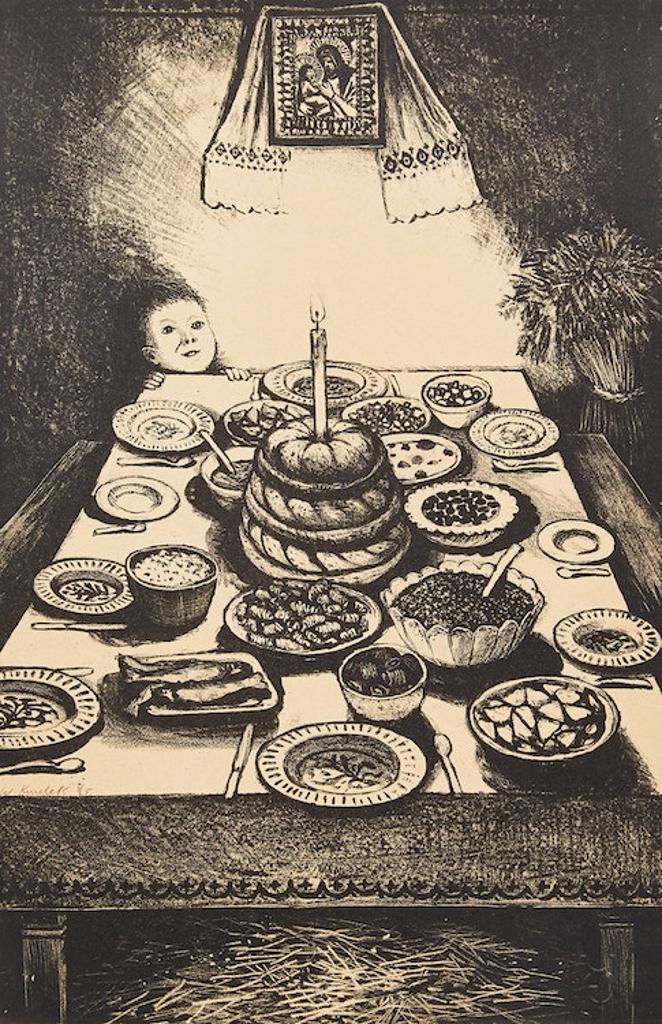 William Kurelek (1927-1977) - Ukrainian Christmas Eve Feast