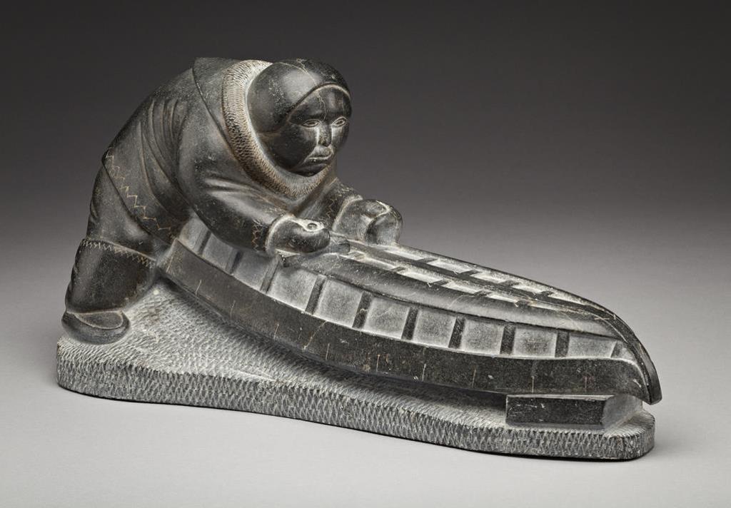 Simon Kasudluak (1925) - Man Constructing a Kayak c. late 1960s