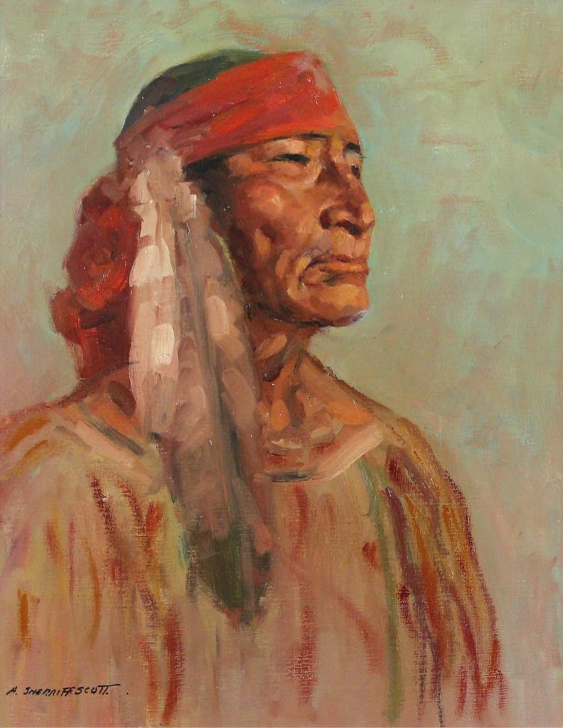 Adam Sherriff Scott (1887-1980) - Portrait With Eagle Feather