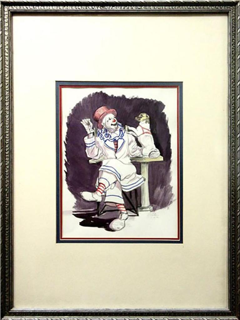 Gladys Emerson Cook (1899-1976) - Clown Playing With Dog - Between Breaks