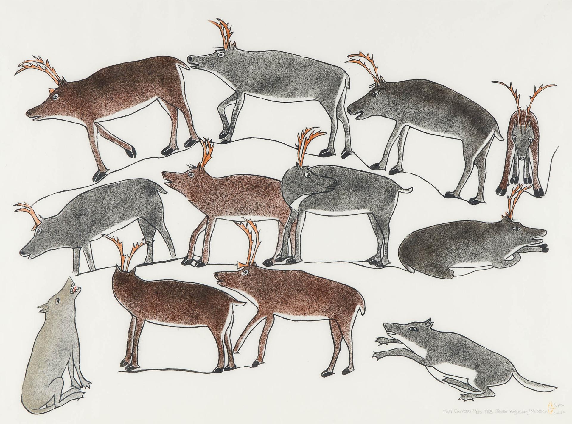 Janet Kigusiuq (1926-2005) - Fall Caribou, 1983
