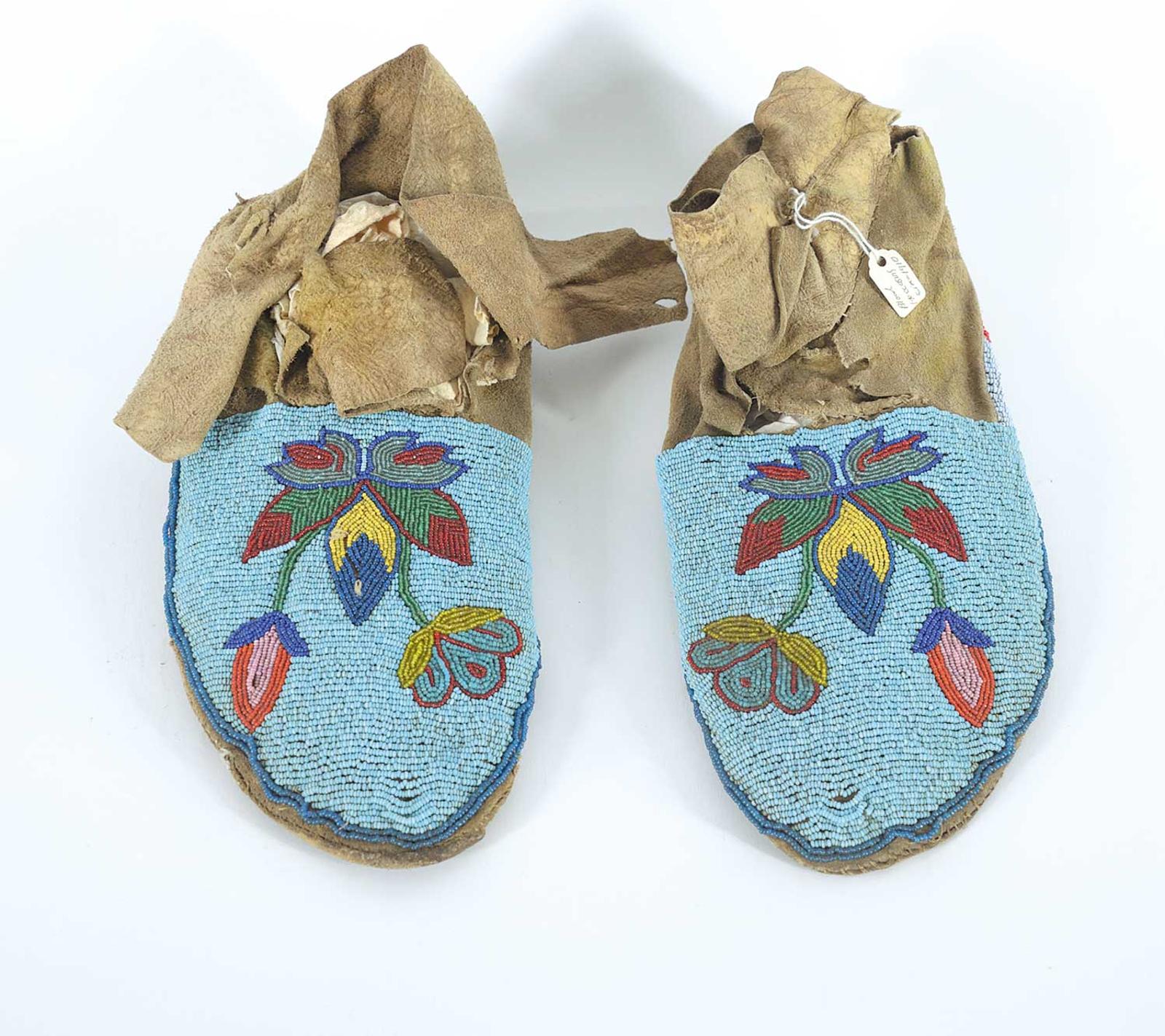 First Nations Basket School - Blue Beaded Mocassins