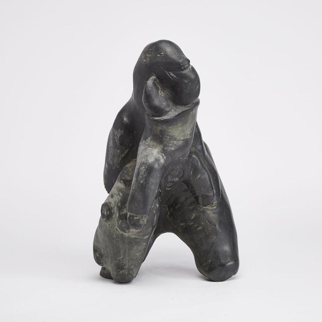 Basil Tatanniq Aptanik (1952) - Polar Bear Attacking A Man And Musk Ox