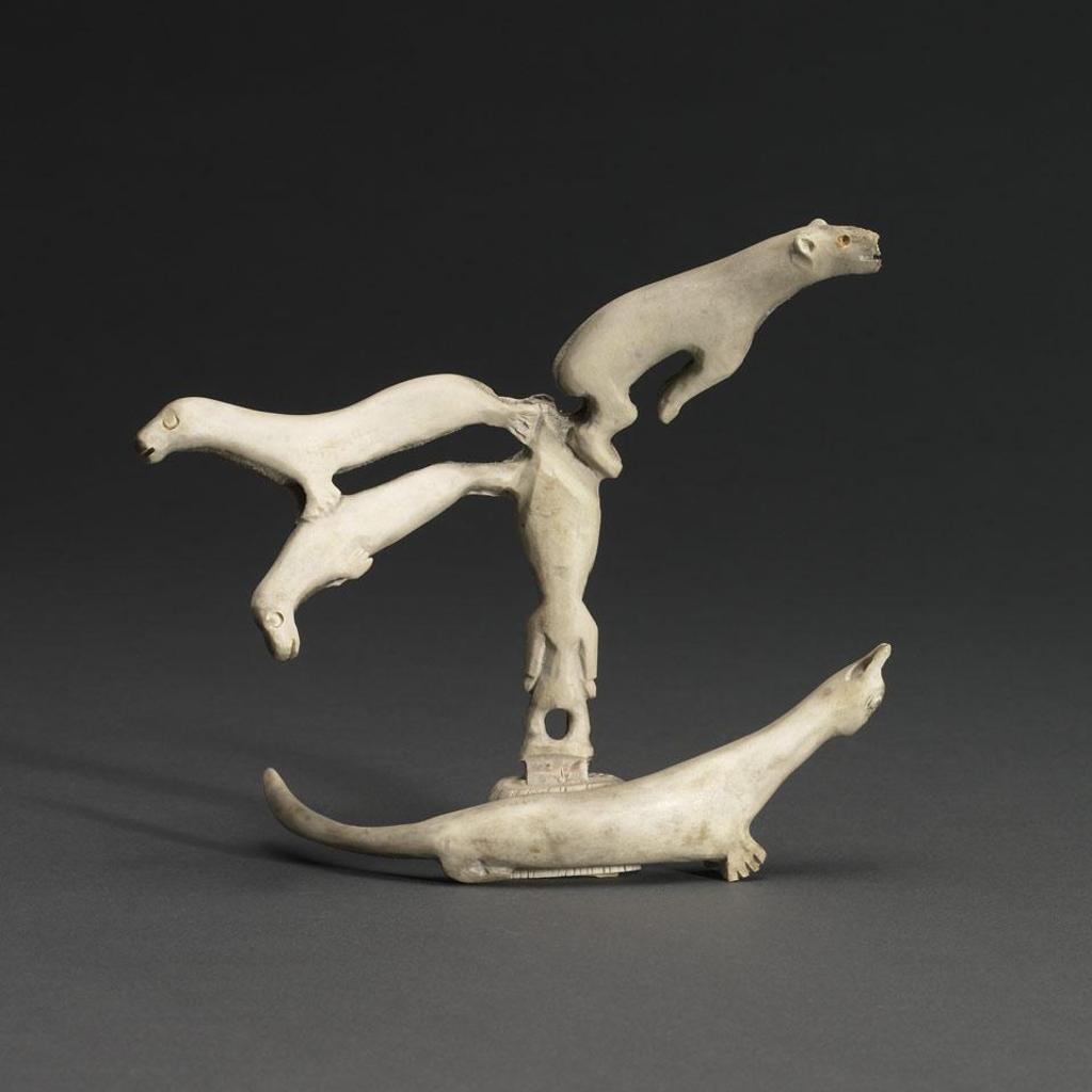 Levi Iqalukjuak (1912-1988) - Shaman,  Seals, Bear And Creature