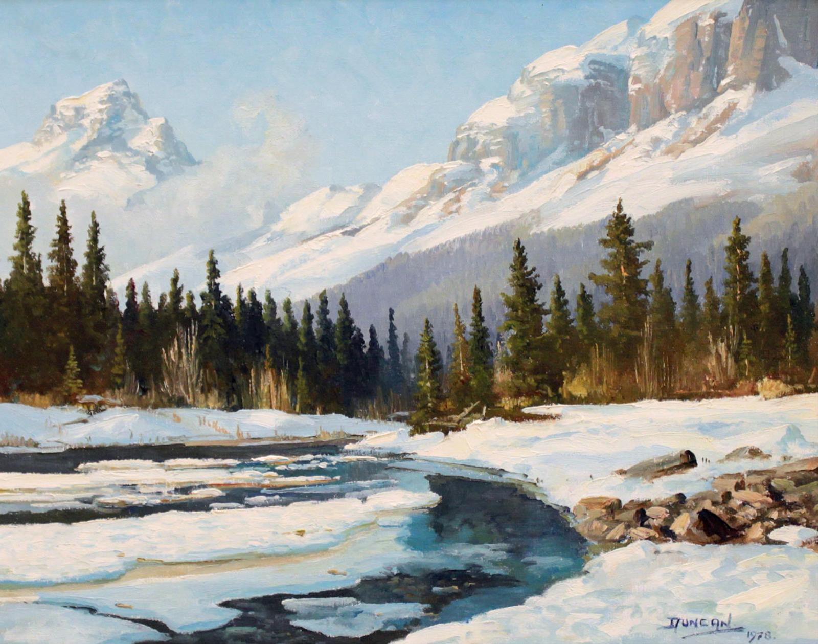 Duncan Mackinnon Crockford (1922-1991) - Spring Breakup, Scene In The Ghost River Valley, Alberta; 1978