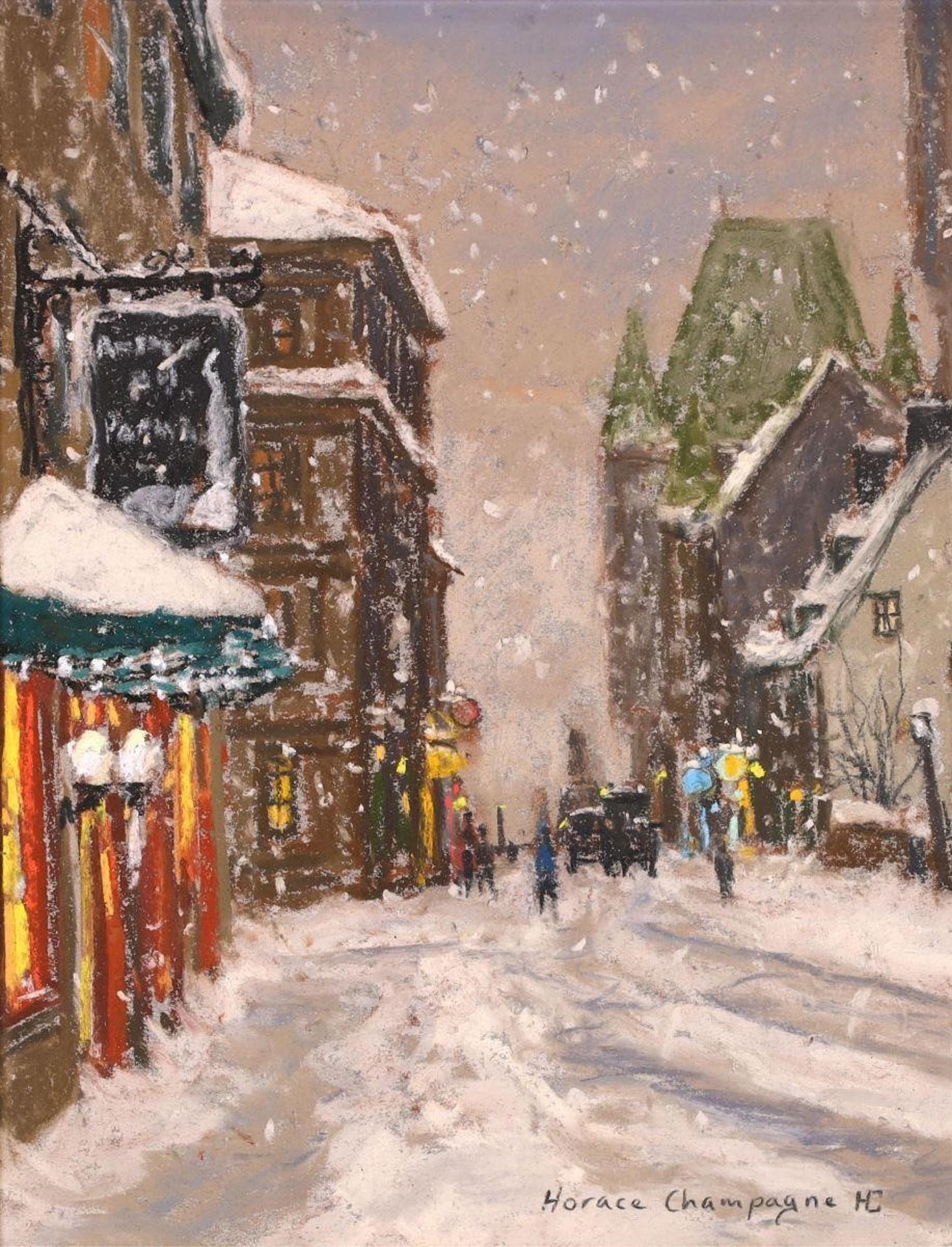 Horace Champagne (1937) - Flocons De Neige (Rue St-Louis, Quebec); 1990