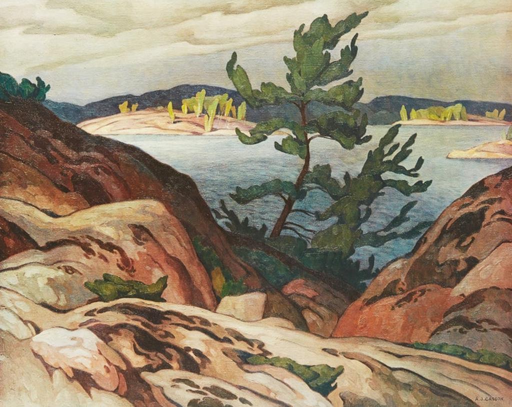 Alfred Joseph (A.J.) Casson (1898-1992) - Snow Flurries; Sturgeon Bay; Mist, Rain and Sun