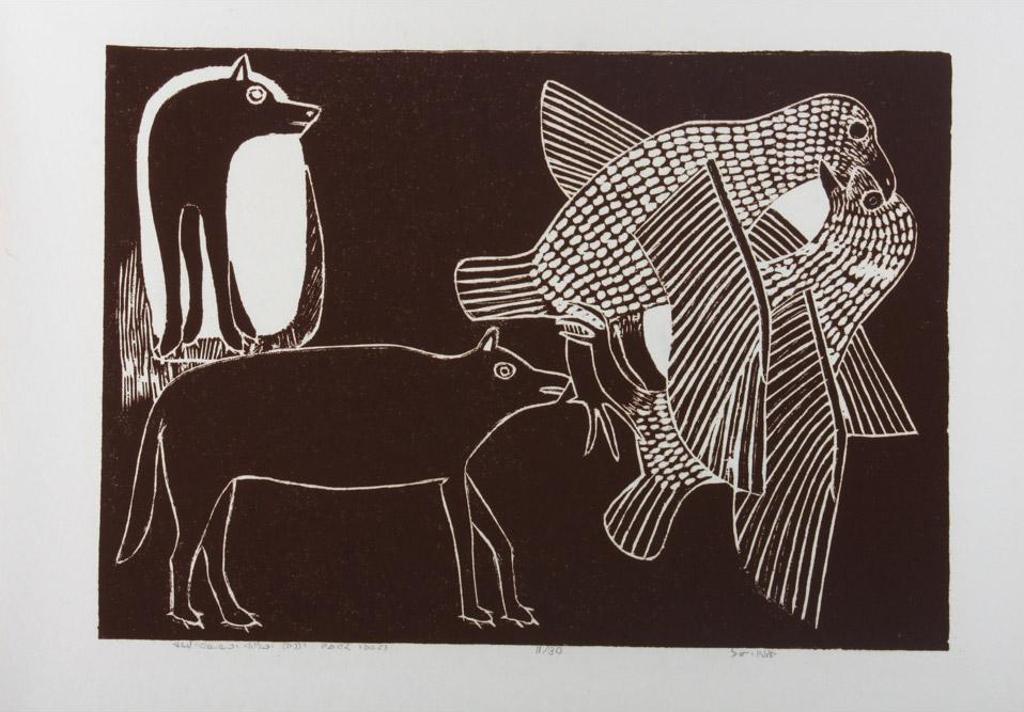 Janet Kigusiuq (1926-2005) - Wolves And Hawks