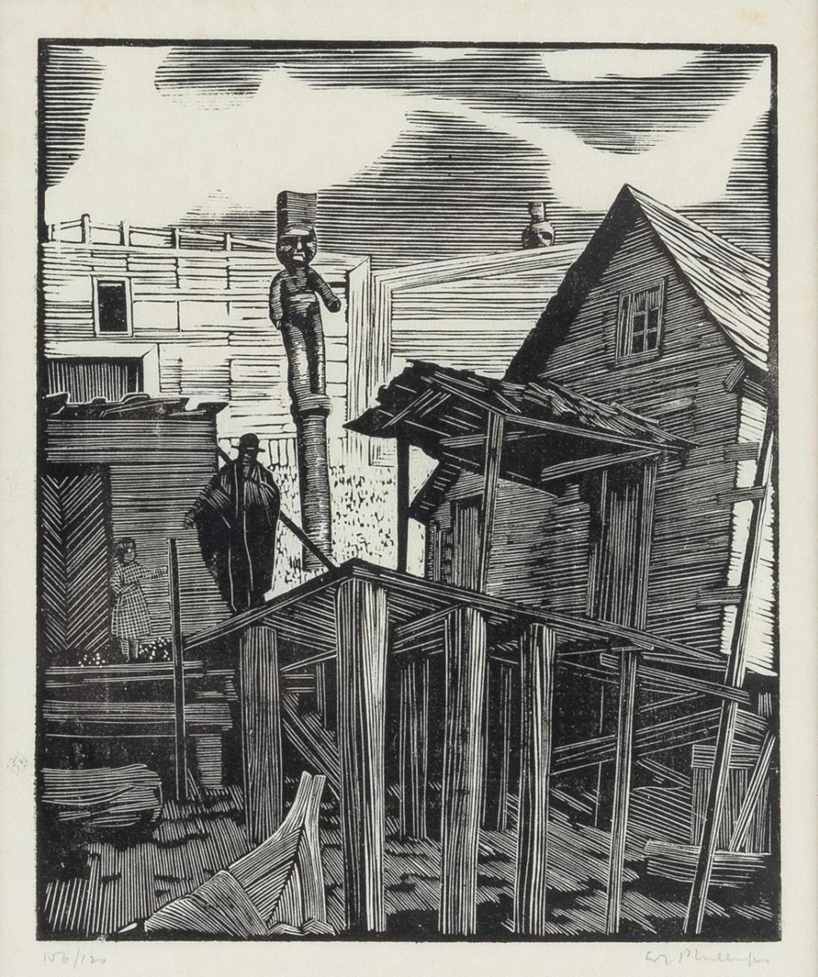 Walter Joseph (1884-1963) - Shacks on the Beach