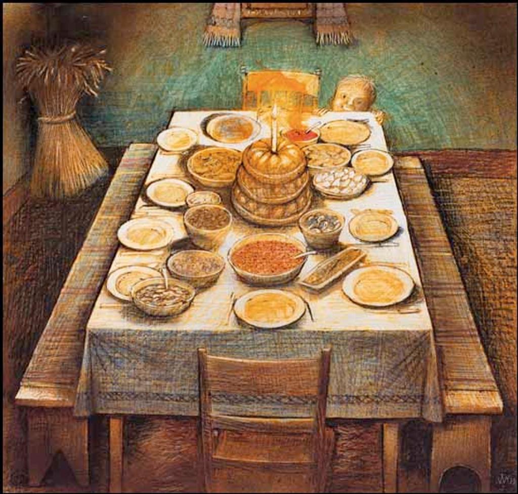 William Kurelek (1927-1977) - Ukrainian Christmas Eve