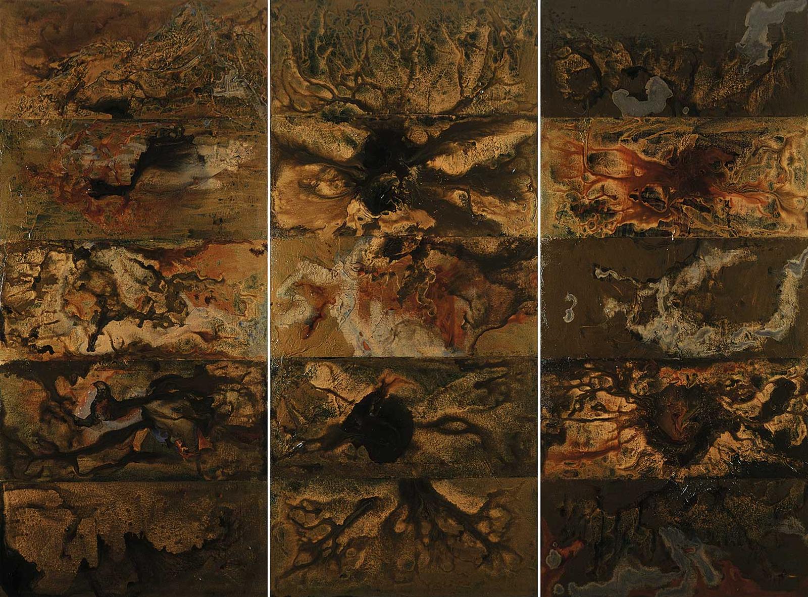 Catherine Campbell - Untitled - Abstract in Brown, Red and Caramel