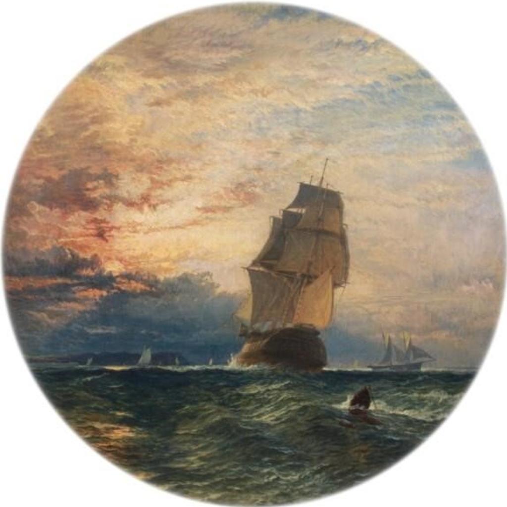 Henry Dawson (1811-1878) - A Frigate at Dusk (1850)