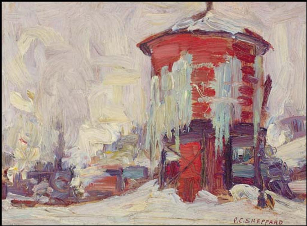 Peter Clapham (P.C.) Sheppard (1882-1965) - Toronto Gasworks with Locomotives