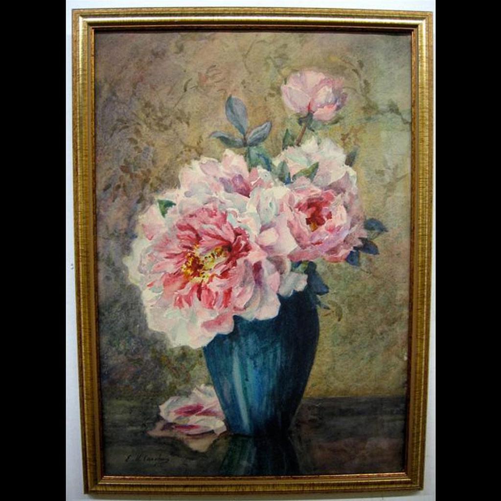 Eugene Henri Cauchois (1850-1911) - Peonies In A Blue Vase; Dahlias In A Glass Vase With Books On A Ledge