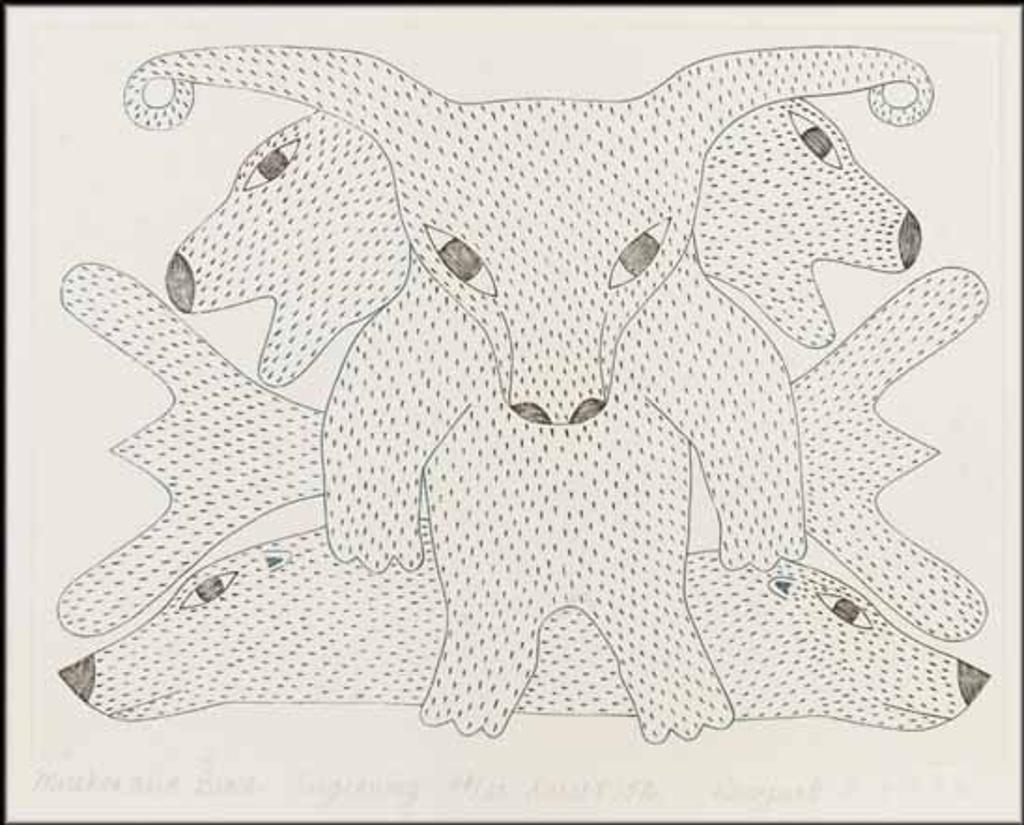 Kenojuak Ashevak (1927-2013) - Muskox and Bears