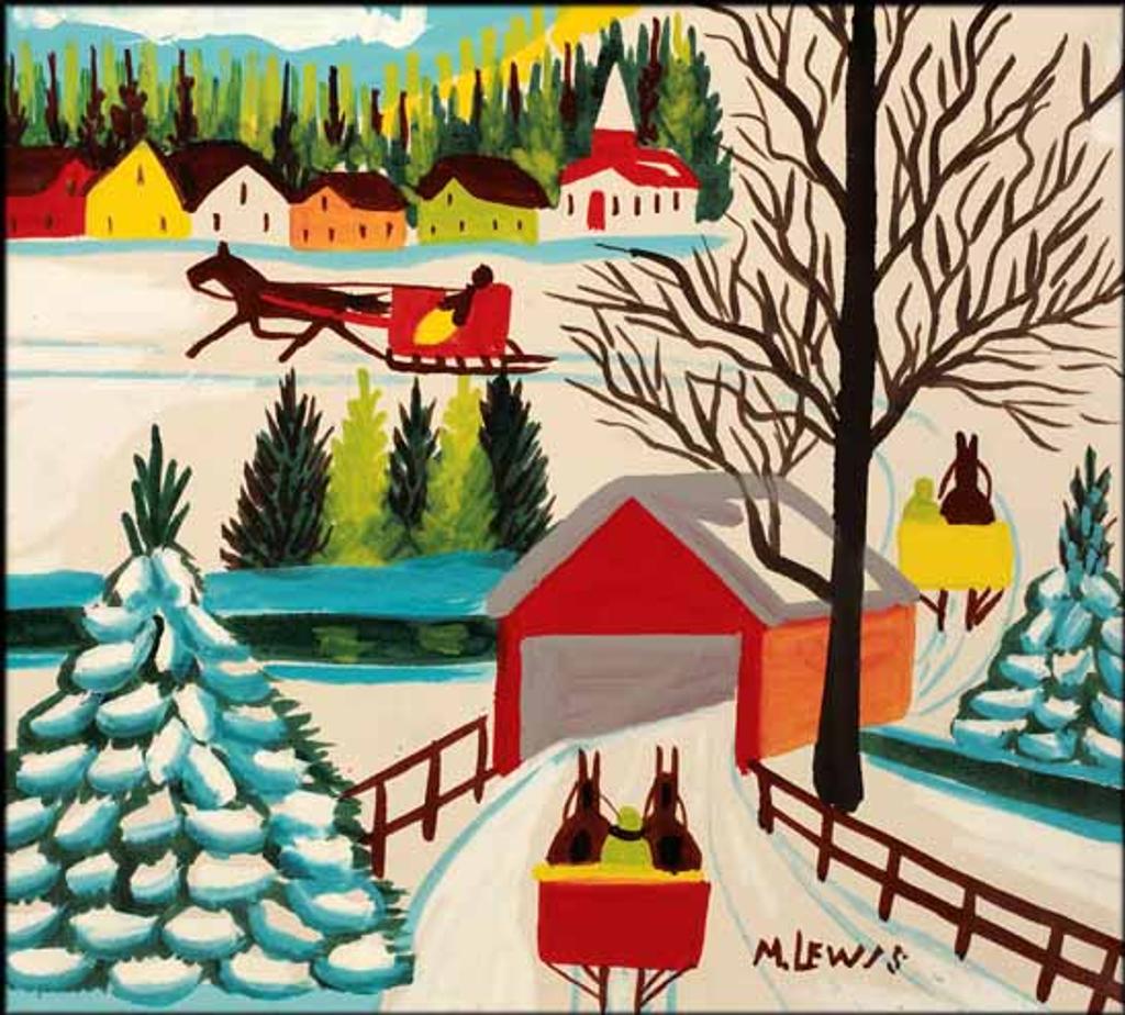 Maud Kathleen Lewis (1903-1970) - Sleigh and Covered Bridge