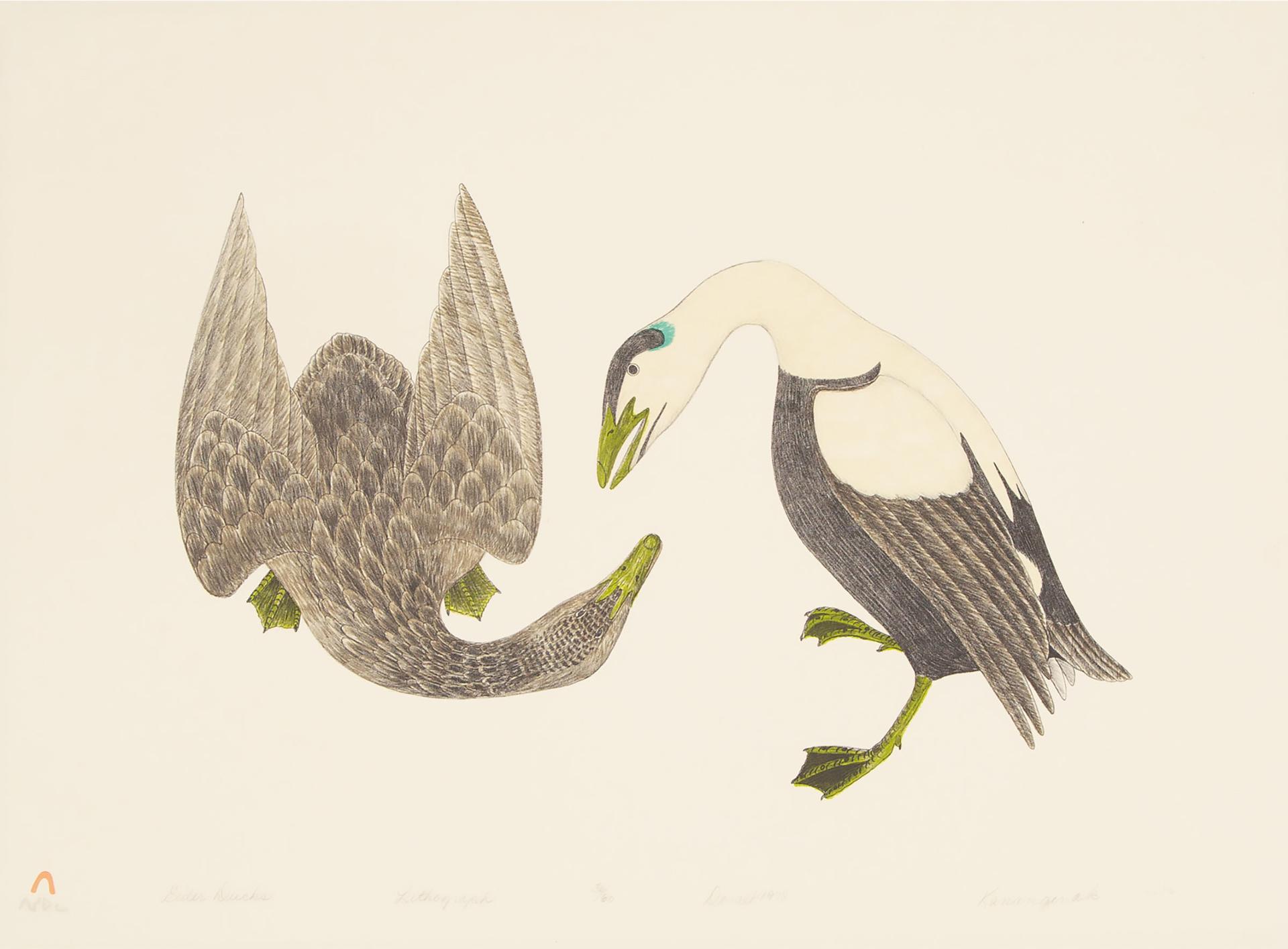 Kananginak Pootoogook (1935-2010) - Eider Ducks