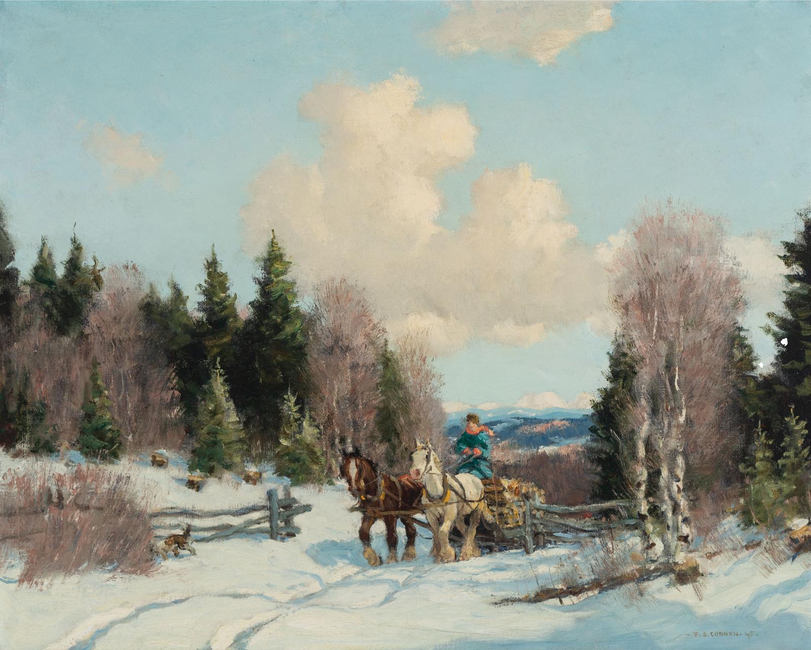 Frederick Simpson Coburn (1871-1960) - Hauling Logs, 1945