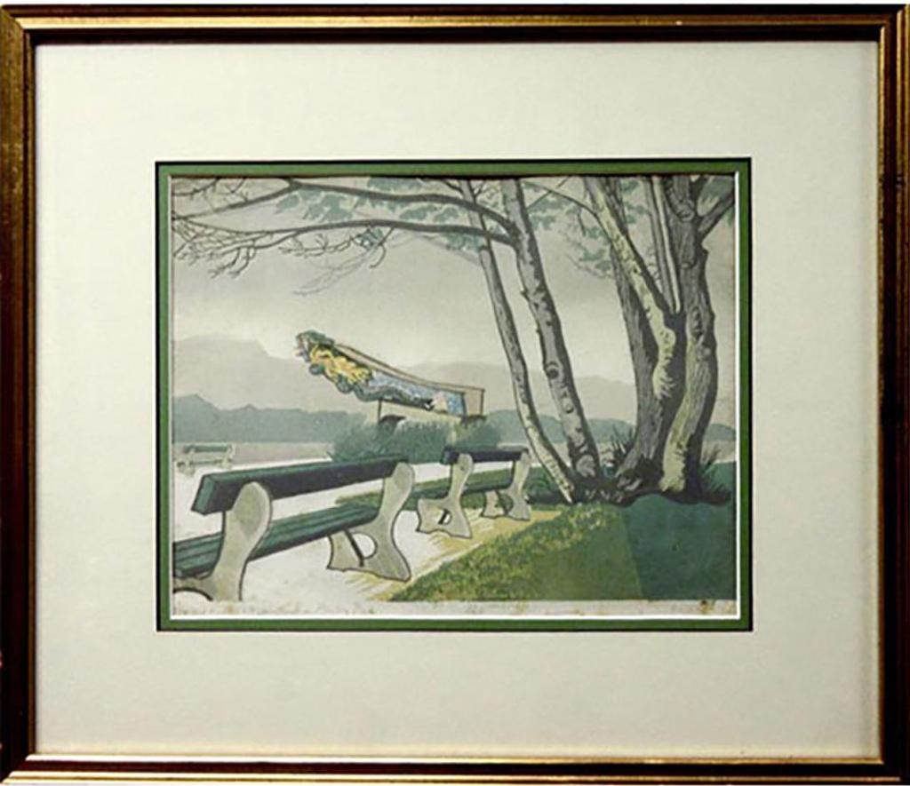 Edward John (E. J.) Hughes (1913-2007) - The Old Empress Figurehead In Stanley Park (From A Folio Of Linocuts Of Vancouver's Stanley Park Including Artists Paul Goranson And Orville Fisher), 1939
