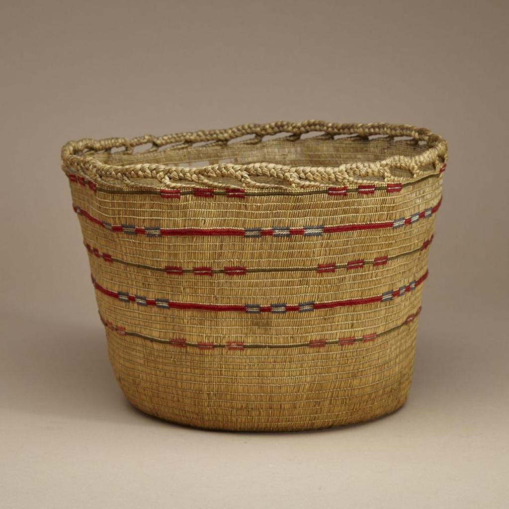 Attu Island - Open Twined Basket Decorated With “False” Embroidery