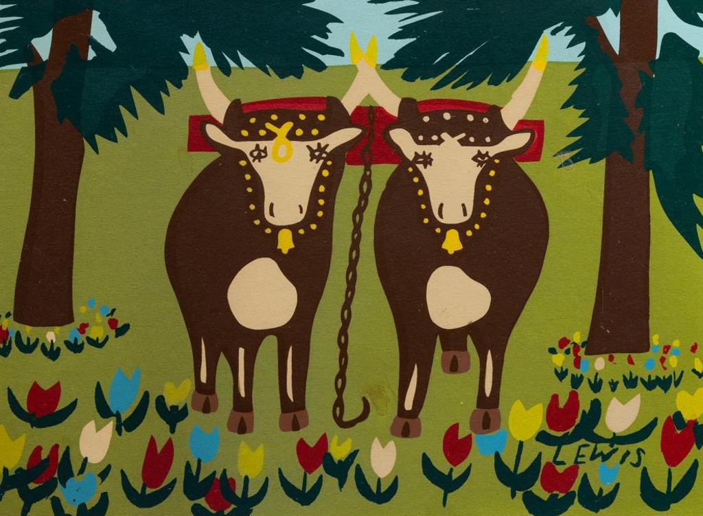 Maud Kathleen Lewis (1903-1970) - Untitled - Brace of Oxen