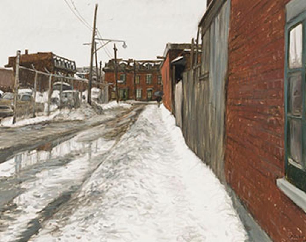John Geoffrey Caruthers Little (1928-2024) - Flaque d'eau - rue Eleanor vers William St. - Griffintown