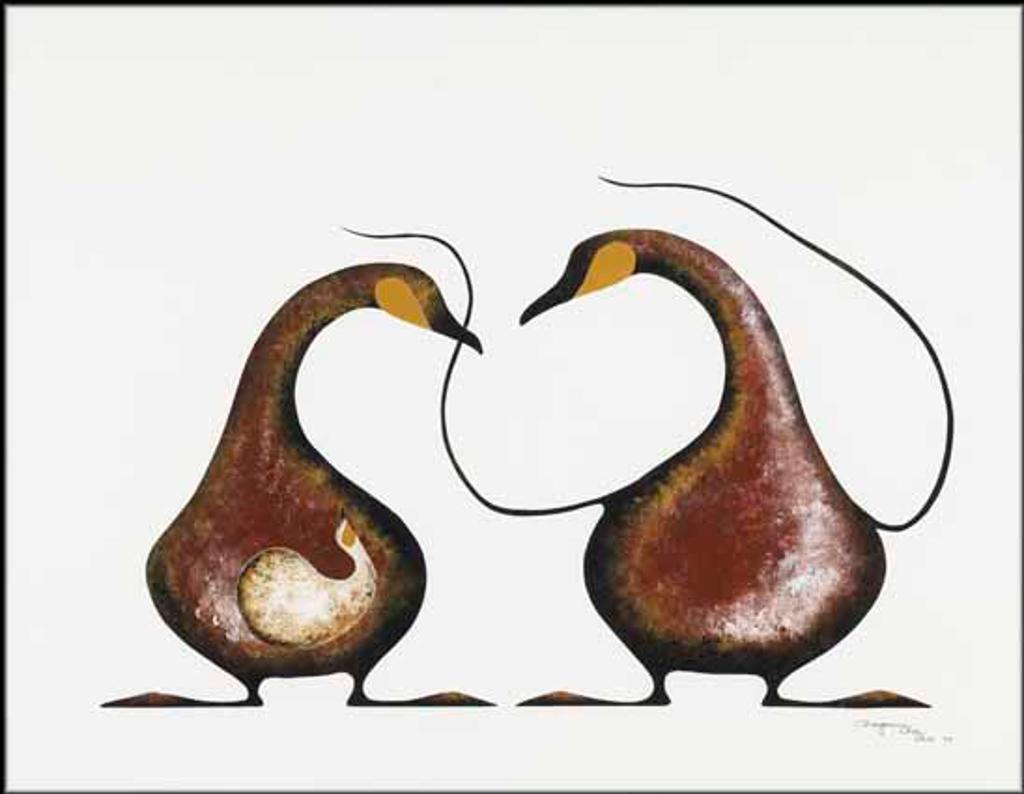 Benjamin Chee Chee (1944-1977) - Pregnant Snow Goose with Father