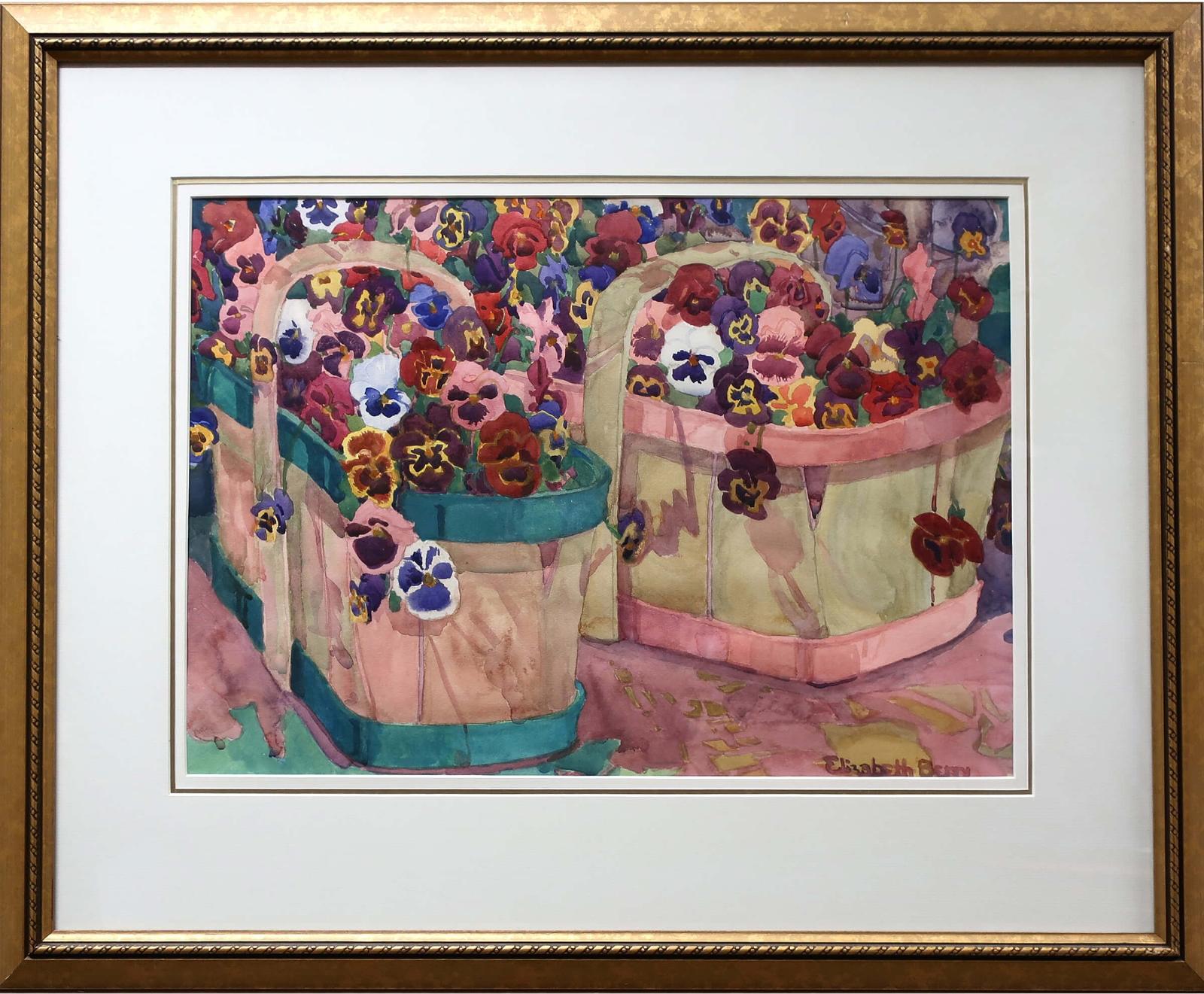 Elizabeth Berry (1945) - Baskets Of Pansies