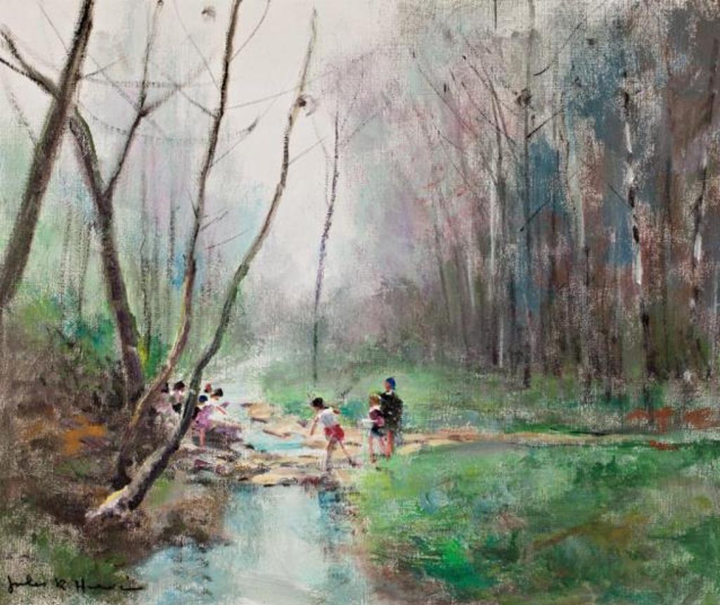 Jules Rene Herve (1887-1981) - Children by a Stream