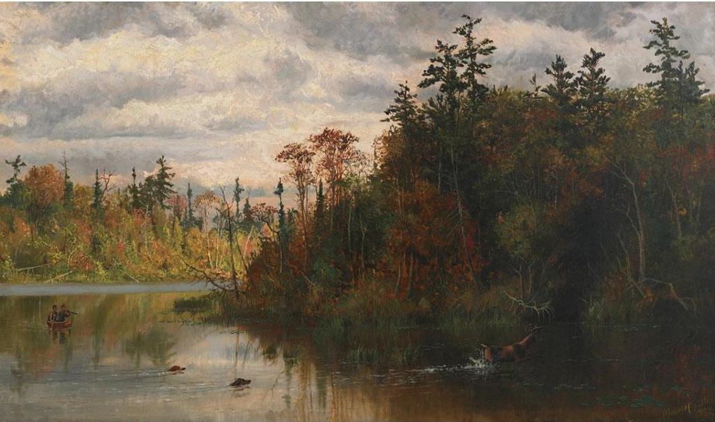 Thomas Mower Martin (1838-1934) - Two Hunters In A Canoe Persuing Their Prey