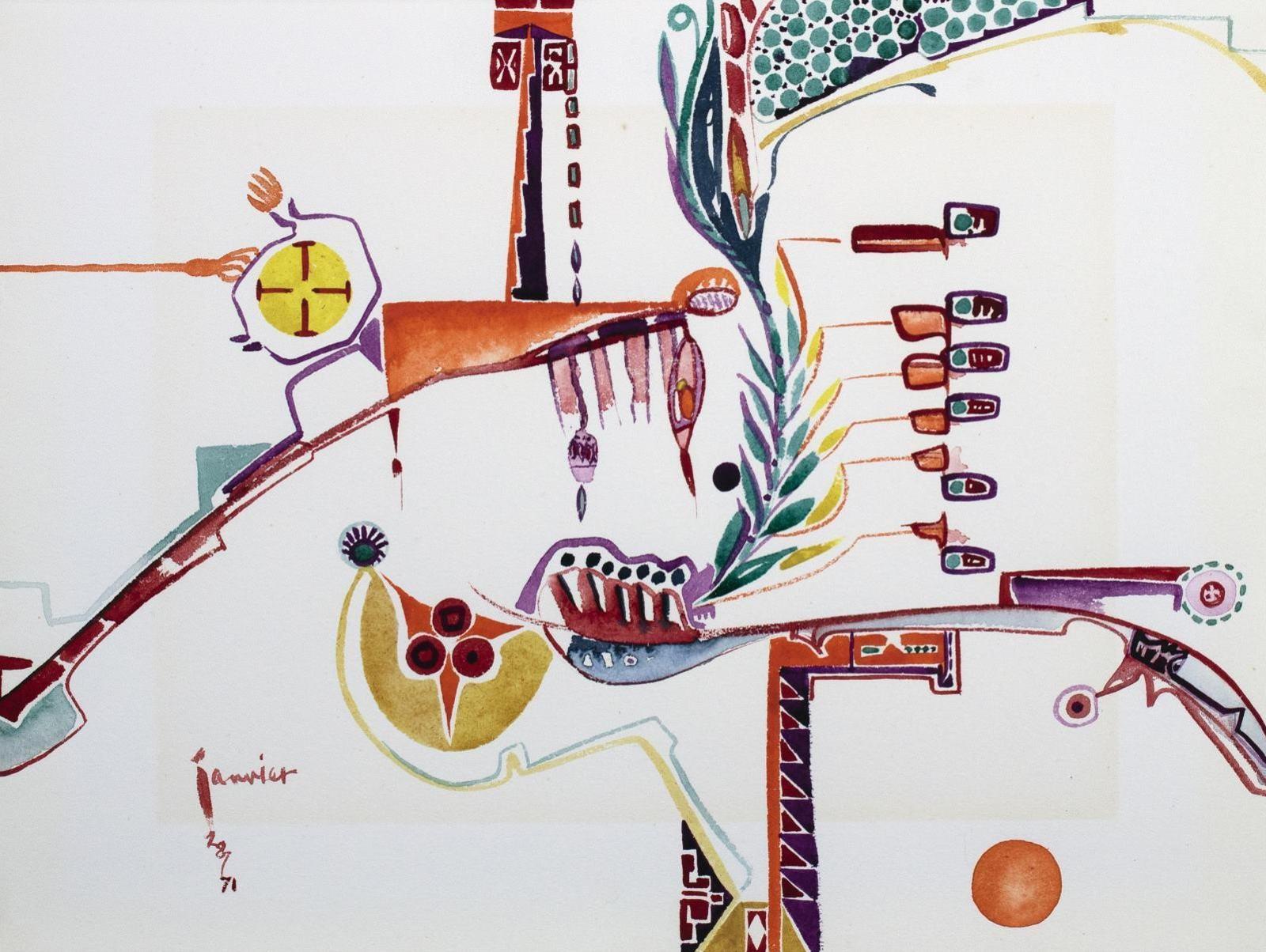Alex Simeon Janvier (1935-2024) - Untitled Composition; 1971