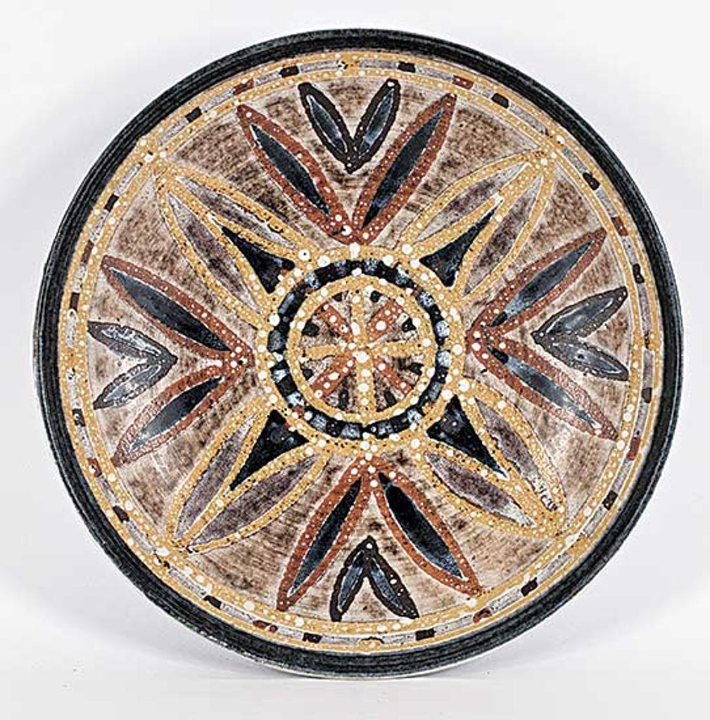 Hansen-Ross Pottery - Untitled - Plate with Blue and Beige Pattern