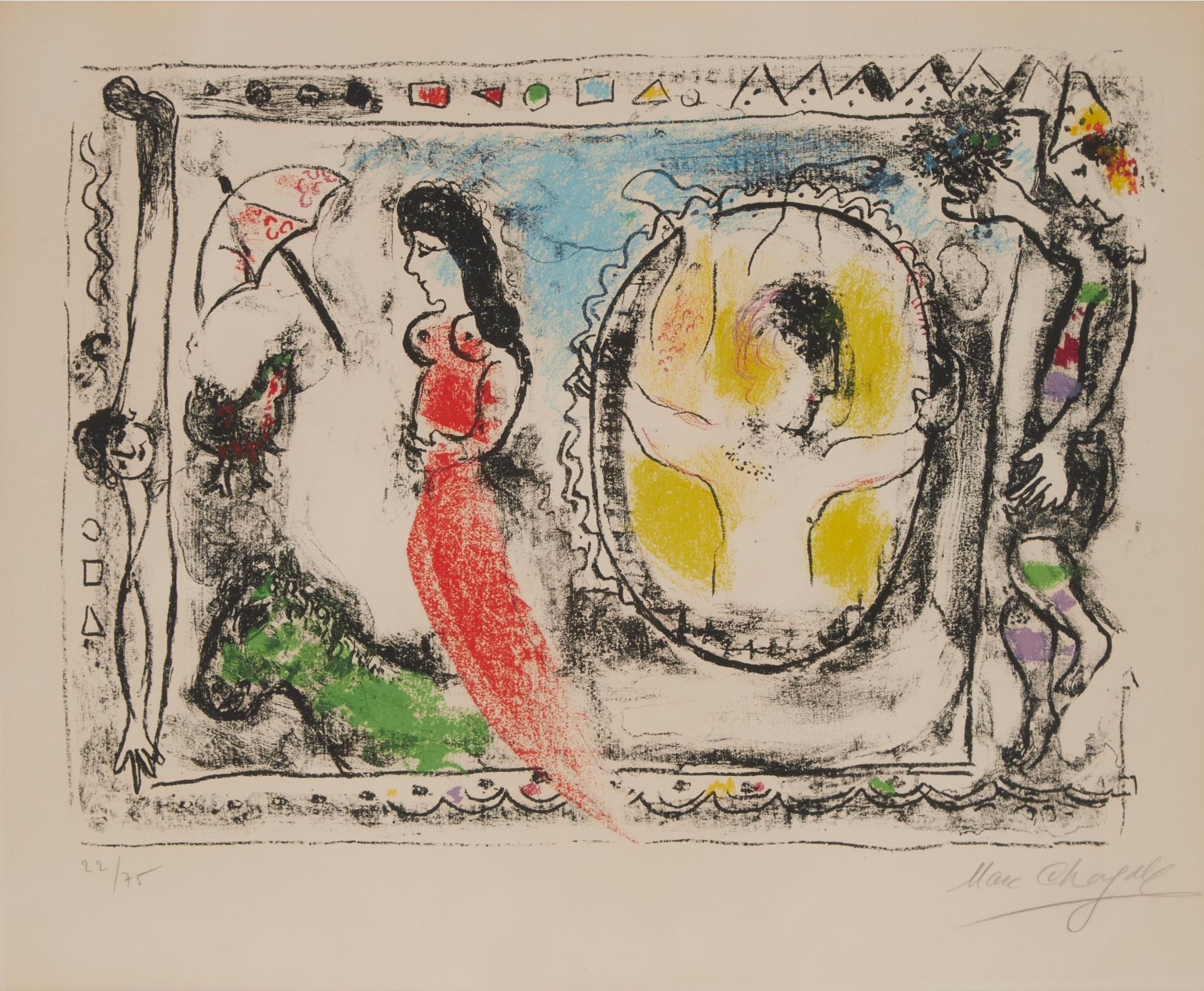 Marc Chagall (1887-1985) - Femme Avec Parapluie, From Derrière Le Miroir, 1964 [m. 412]