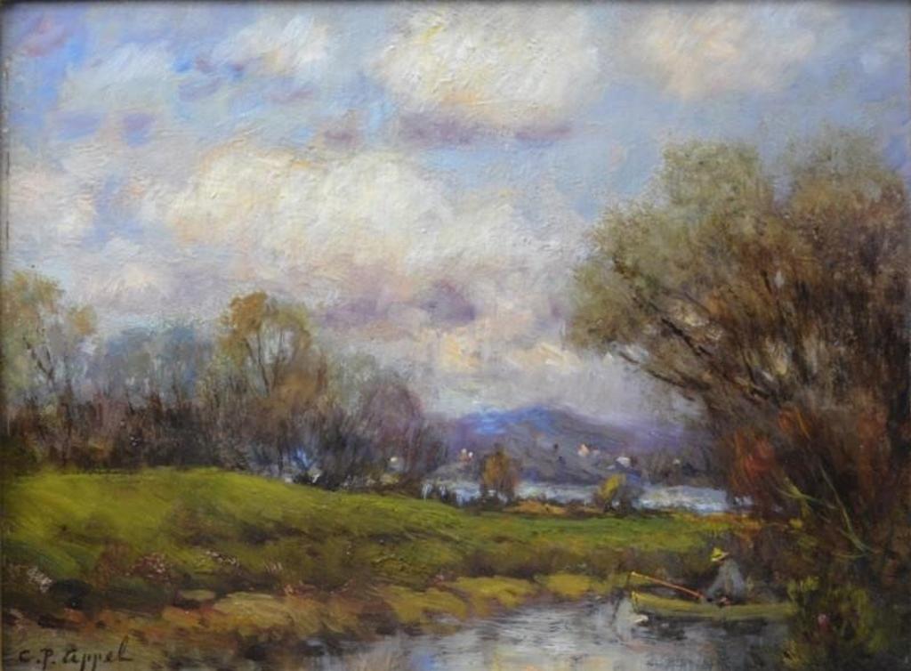 Charles P. Appel (1857-1928) - Landscape with Fisherman