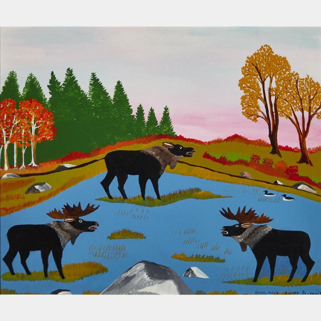 Joe Norris (1925-1996) - Three Moose - The Challenge