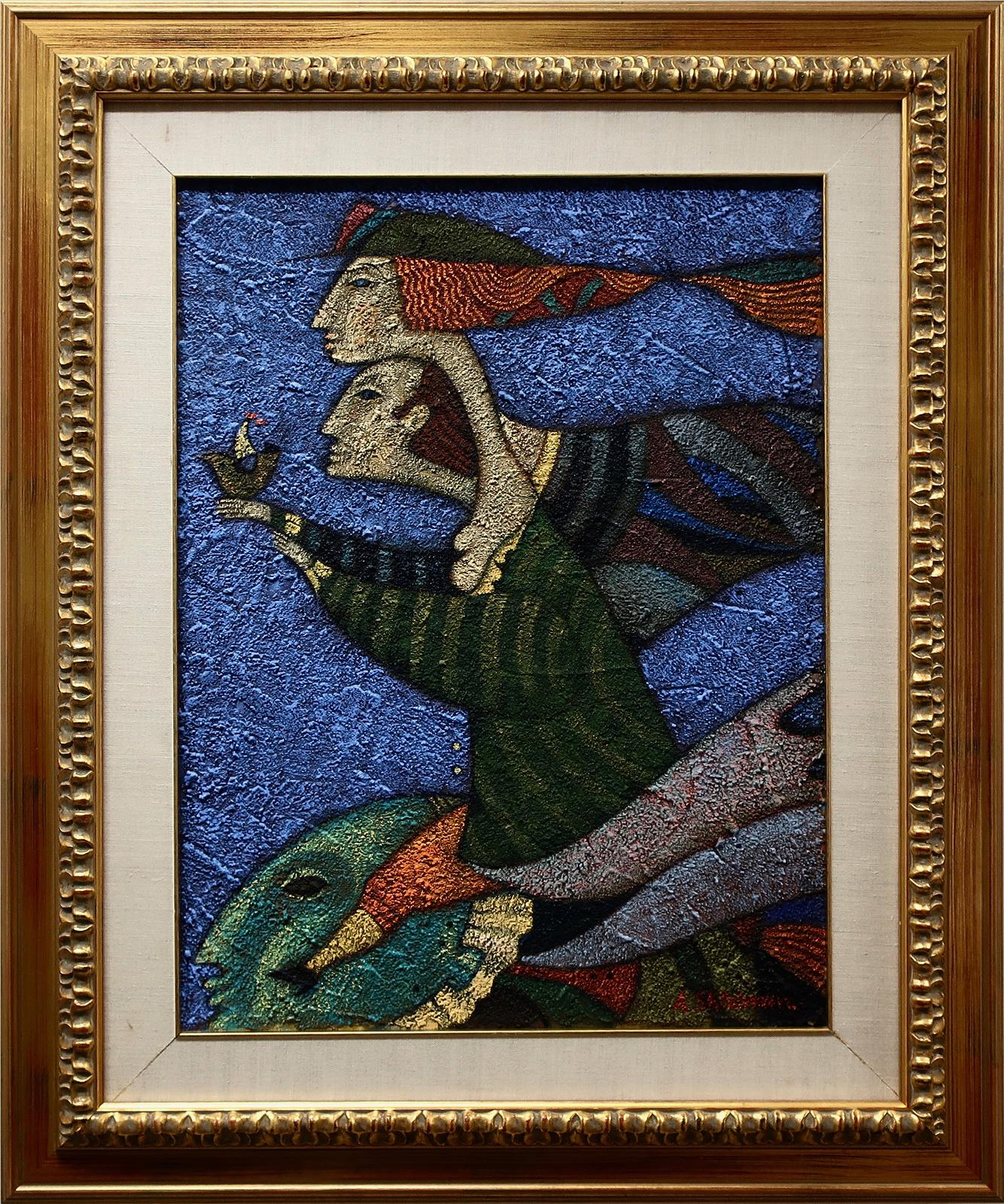 Alex Shtelman (1958) - Untitled (Figures With Bird)