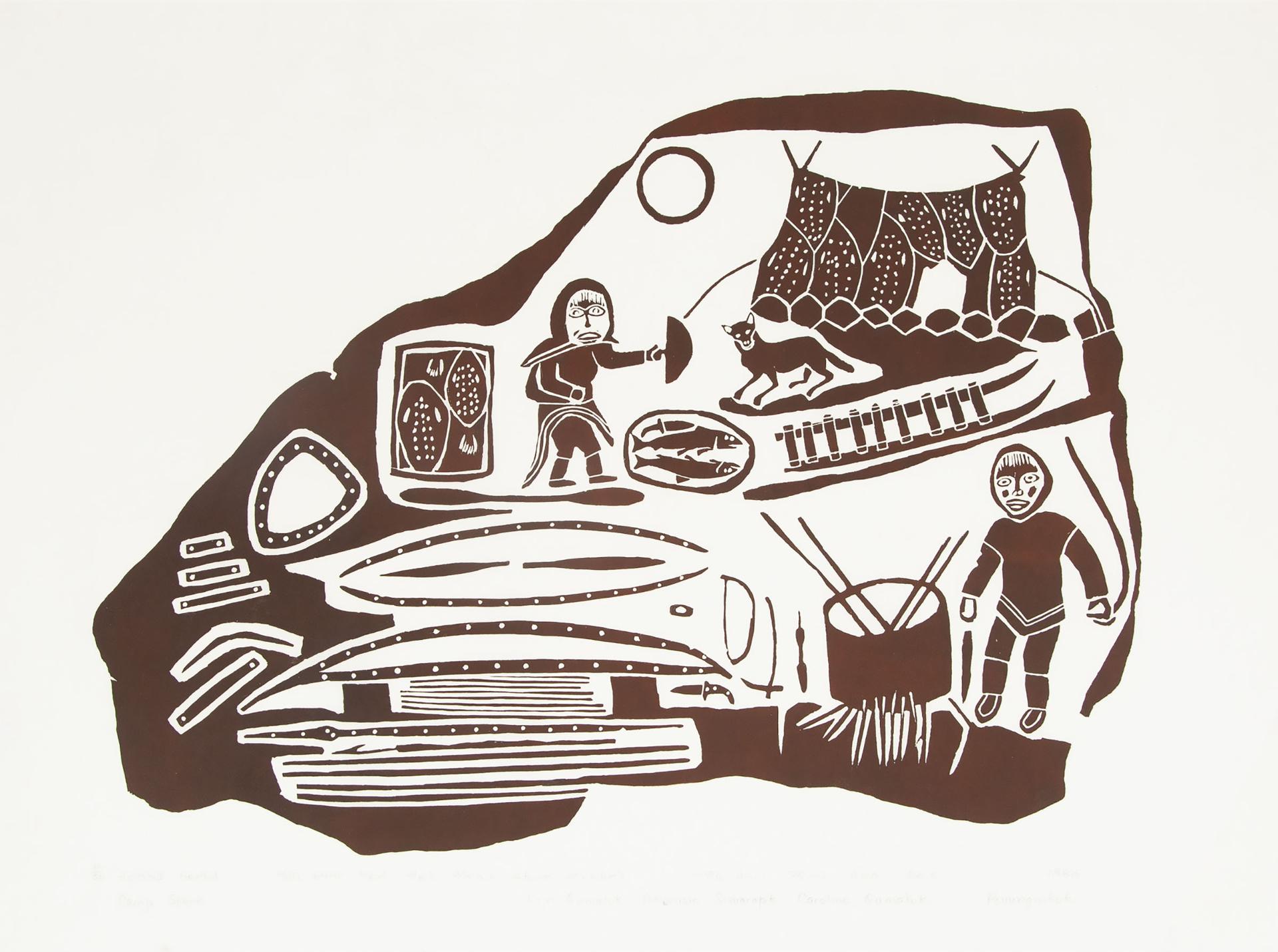 Levi Qumaluk (1919-1997) - Camp Scene, 1980