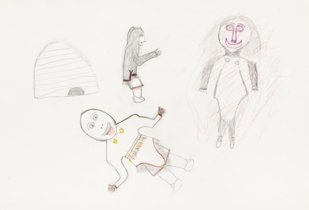 Bessie Iquginnaaq Scottie (1912-2009) - graphite and coloured pencil drawing,