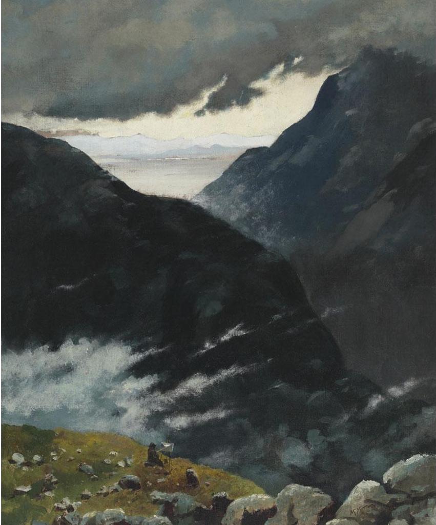 Marmaduke Matthews (1837-1913) - Artist Sketching In The Rocky Mountains