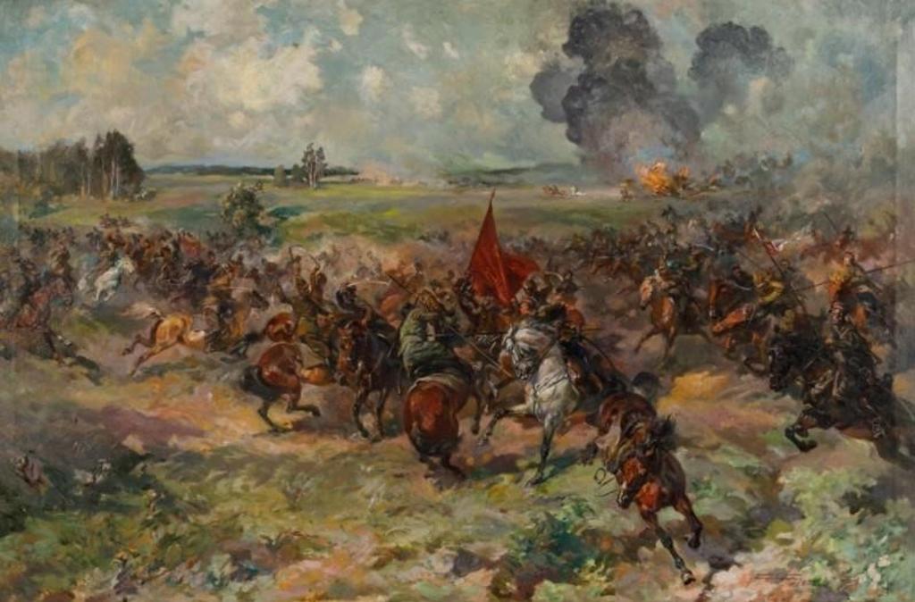 Antoni Trzeszczkowski (1902-1974) - Kossak Battle Scene